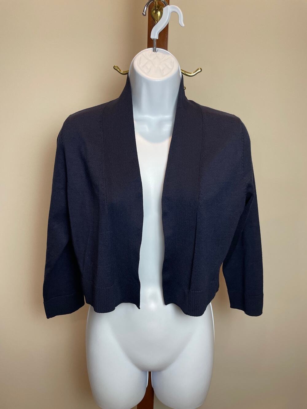 Calvin Klein Knit Shrug Size M Navy Open Front New Without Tag